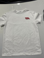 Running to money white and red graphic tee