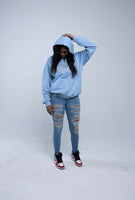 Light blue confidential rhinestone zip up