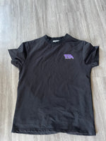 Running to money black and purple graphic tee