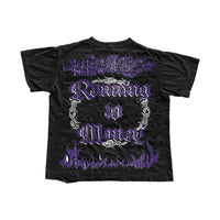 Running to money black and purple graphic tee