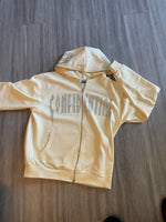 Cream confidential rhinestone zip up