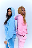 Light blue confidential rhinestone zip up