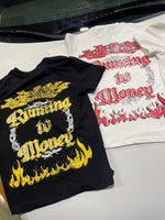 Running to money black and yellow graphic tee