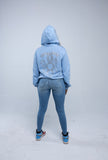 Light blue confidential rhinestone zip up