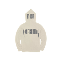 Cream confidential rhinestone zip up