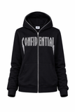 Black confidential fullzip-up hoodie