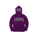 Purple confidential rhinestone fullzipup hoodie