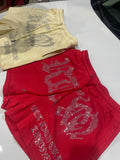 Red rhinestone RTM (get rich or die trying) shorts